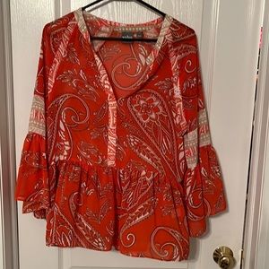 Paisley blouse silky, bell sleeve